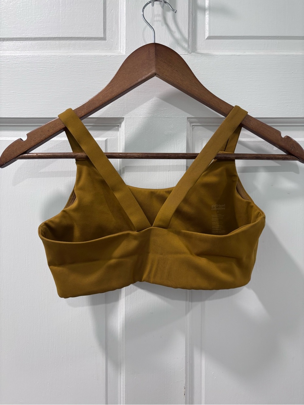 Girlfriend Collective Women’s Lou V-Back Sports Bra Size Small Saddle/Dark Gold - Picture 2 of 5